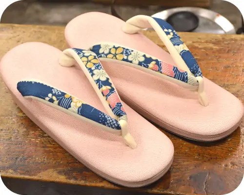 帆布草履に花柄福林花緒