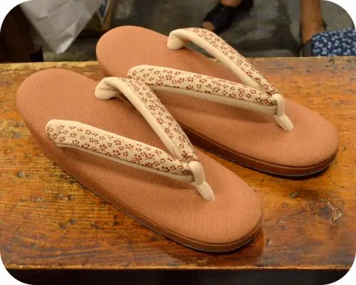 帆布草履に小桜柄シルク印伝福林花緒