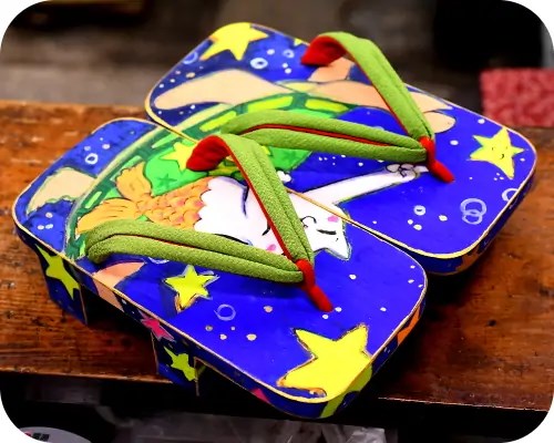 お客様自作下駄にちりめん一本どっこ花緒
