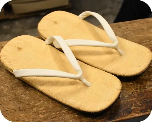 幅狭・後一・南部表雪駄に白鞣し革花緒