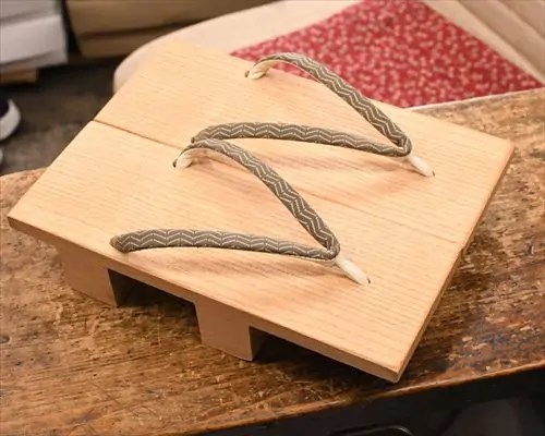 真角に竹柄印伝花緒