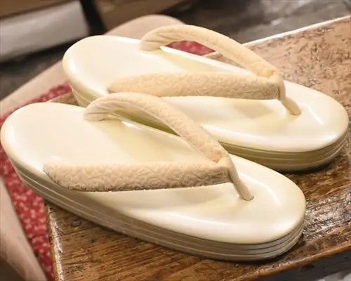 ３分３枚本革草履に柄入り罠ビロード花緒