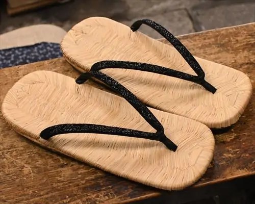 野崎平表雪駄に葡萄柄印伝花緒