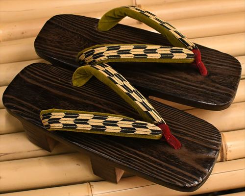 焼き芳町に矢絣柄福林花緒