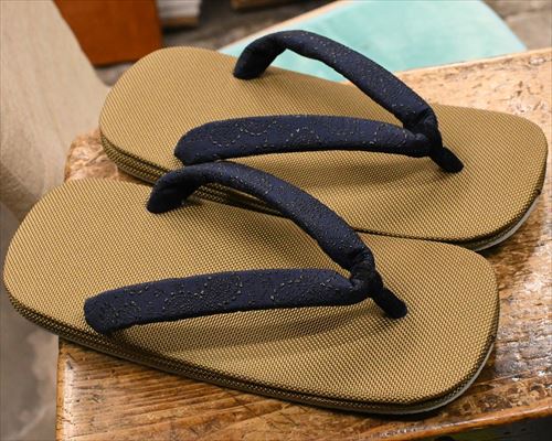 コーデュラ草履にシルク印伝花緒