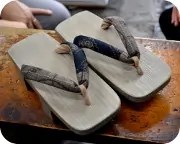 夏色大後角に絣柄花緒