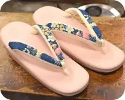 帆布草履に花柄福林花緒