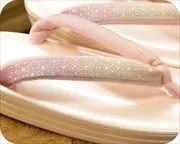 ３分３枚本革草履に変わり麻の葉柄福林花緒　花緒