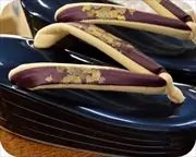 特注５分４枚本革草履に佐賀錦織福林花緒　花緒