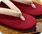 倉敷帆布草履に変わり麻の葉柄福林花緒　前壷