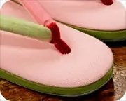 天変わり帆布草履に本麻水引花緒　前壷