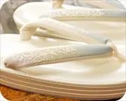 ３分３枚芯本革草履にぼかし花柄福林花緒　花緒