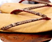 幅狭後一南部表雪駄に赤裏ニシキヘビ革花緒　花緒