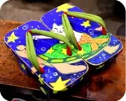 お客様自作下駄にちりめん一本どっこ花緒　前壷