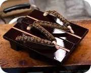 胡麻竹ライン張り溜色真角に特注花緒
