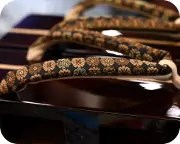 胡麻竹ライン張り溜色真角に特注花緒　花緒