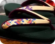 帆布草履に蝶柄福林花緒　花緒