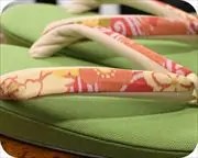 帆布草履に花柄福林花緒　花緒