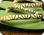 天変わり帆布草履に麻の葉柄花緒　花緒