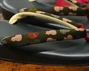 艶消し草履に瓢箪柄花緒　花緒