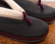 天変わり帆布草履にぼかし福林花緒　前壷