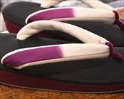 天変わり帆布草履にぼかし福林花緒　花緒