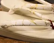 艶消し草履に氷割れ柄花緒　花緒