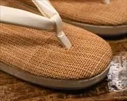 科布草履にエナメル花緒　前壷