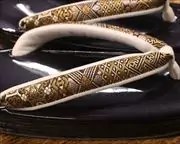 ３分３枚本革草履に名物裂福林花緒　花緒