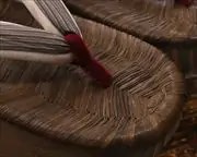 烏表付き相千両に小千谷縮福林花緒　前壷