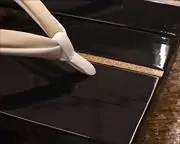 胡麻竹ライン張り真角にタピール二石花緒　前壷