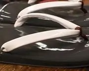 エナメル草履に丹頂エナメル花緒　花緒
