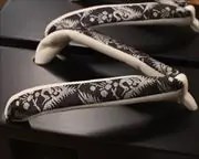 越前塗真角に名物裂福林花緒　花緒