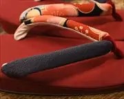 帆布草履に花柄ちりめん水引花緒　花緒