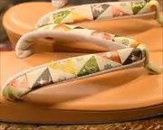艶消し草履に名物裂福林花緒　花緒