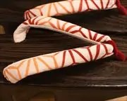焼き相千両に麻の葉柄花緒　花緒