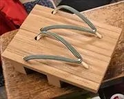 胡麻竹真角に縞柄革花緒