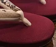 帆布草履に隈取柄福林花緒　前壷