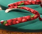 帆布草履にチェリー柄花緒　花緒