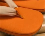 帆布草履に猫柄花緒　前壷