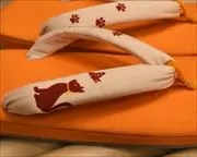 帆布草履に猫柄花緒　花緒