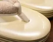 ３分３枚本革草履にラメツイード福林花緒　前壷