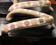 黒捌き芳町に花菱柄文庫革福林花緒　花緒