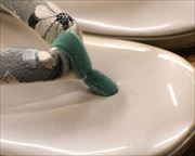 １の３枚芯本革草履にお仕立て花緒　前壷