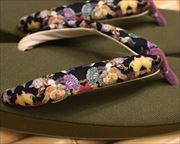 帆布草履に花柄花緒　花緒