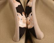 帆布草履にウサギ刺繍花緒　花緒
