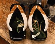 蒔絵付き芳町に菖蒲柄ふすべ印伝江戸褄花緒　花緒
