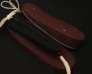 帆布草履(あずき)に会津木綿花緒・赤ツボ