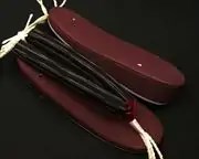 帆布草履(あずき)に亀田縞花緒・赤ツボ