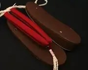帆布草履(濃茶)に会津木綿花緒・赤ツボ